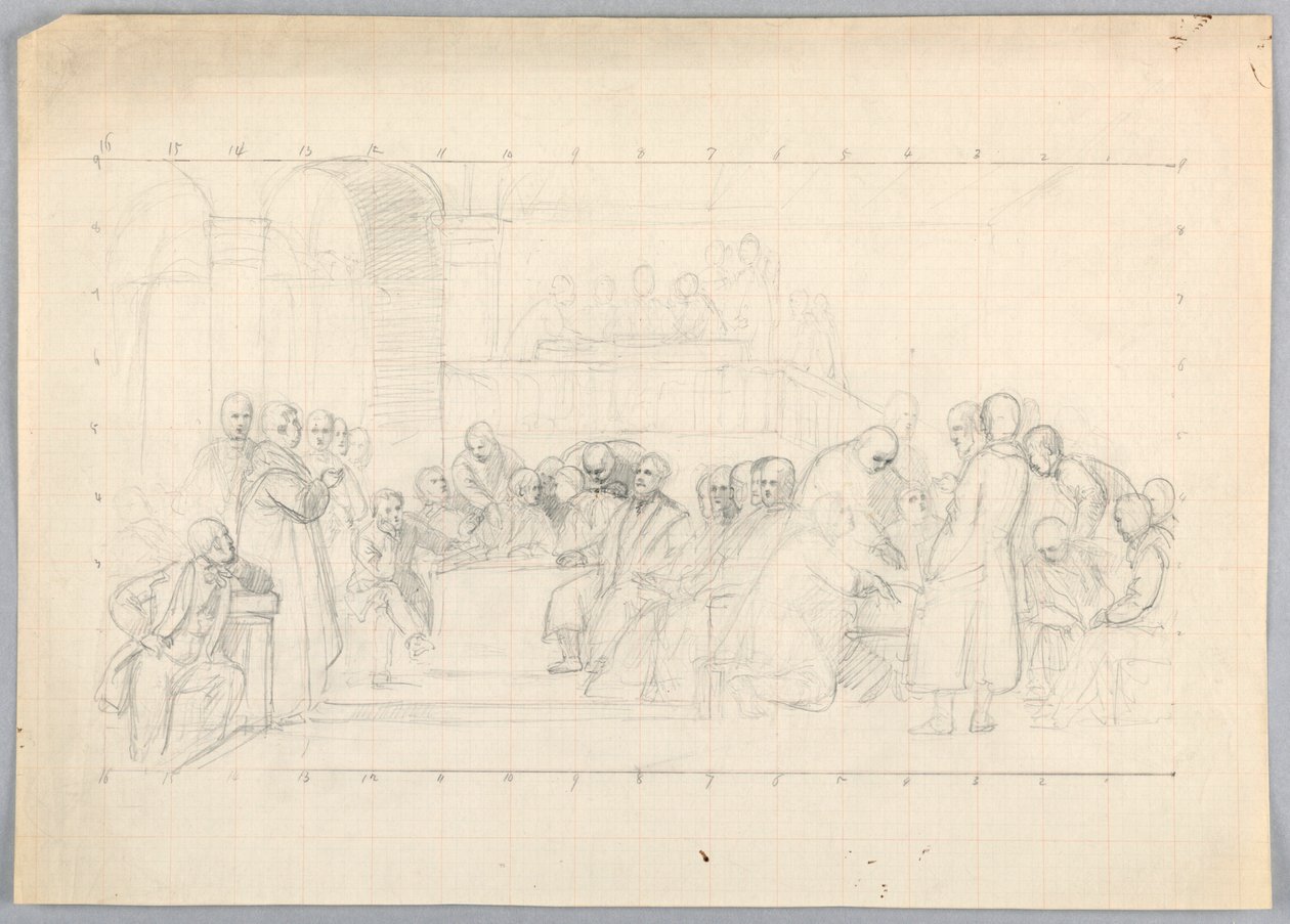 Teckning, studie till "Scientific Group", 1858 av Daniel Huntington