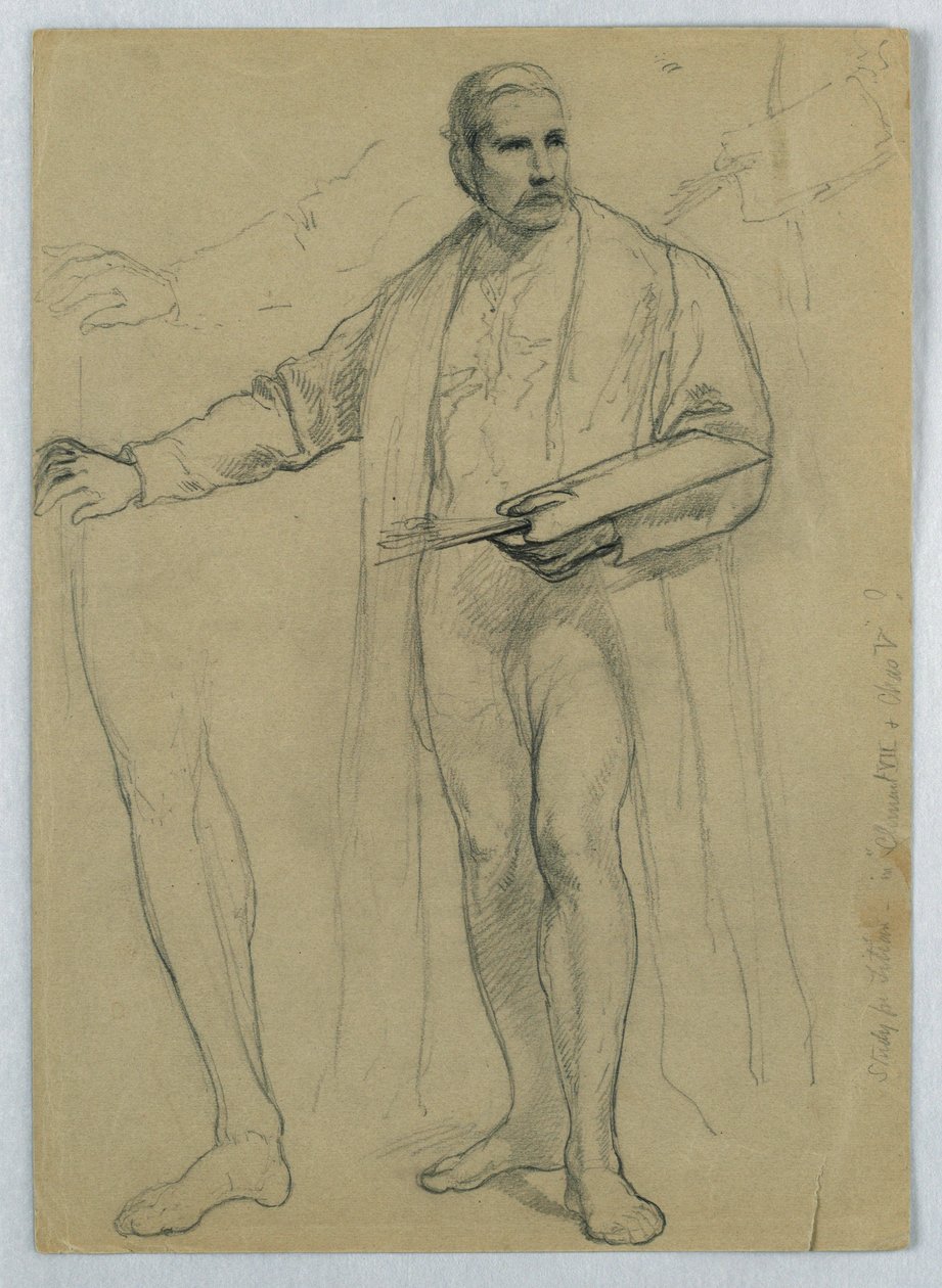Teckning, studie till "Titian Showing", 1866 av Daniel Huntington