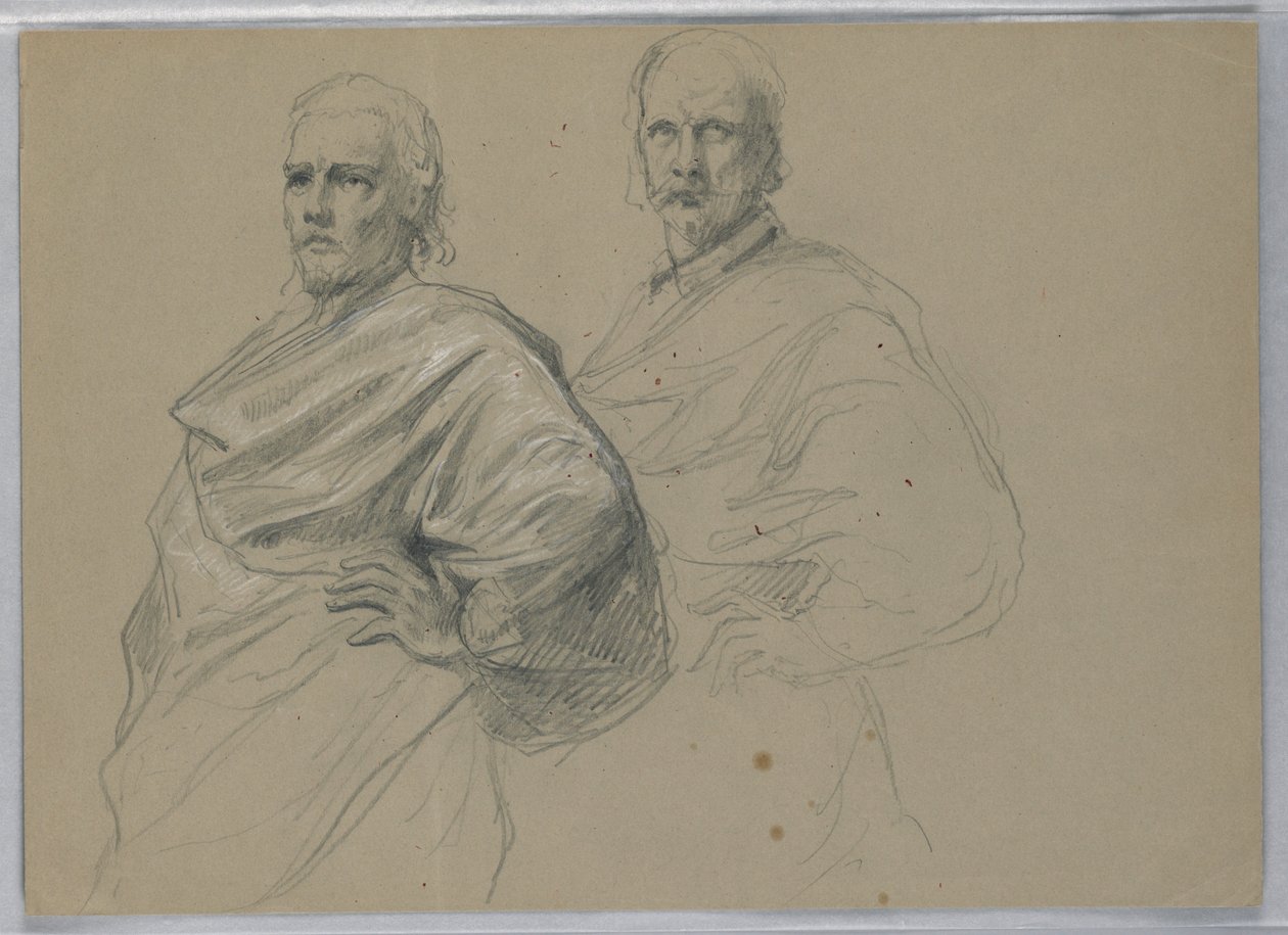 Teckning, studie till "Titian Showing", 1871-72 av Daniel Huntington