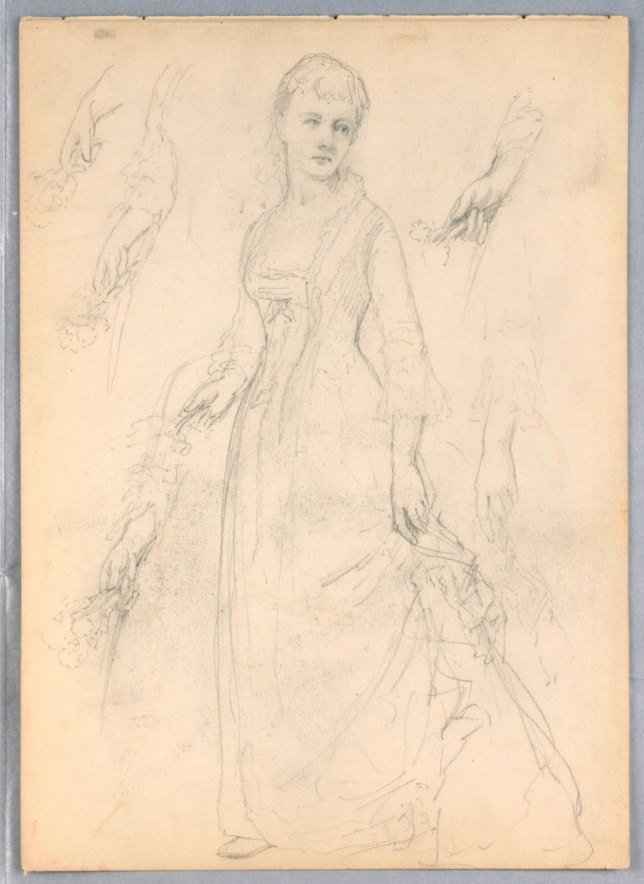 Teckning, studie till "Titian Showing", 1872 av Daniel Huntington