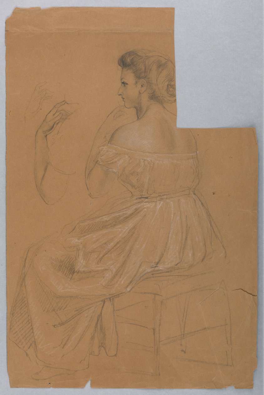 Teckning, studie till "Titian Showing", 1872 av Daniel Huntington