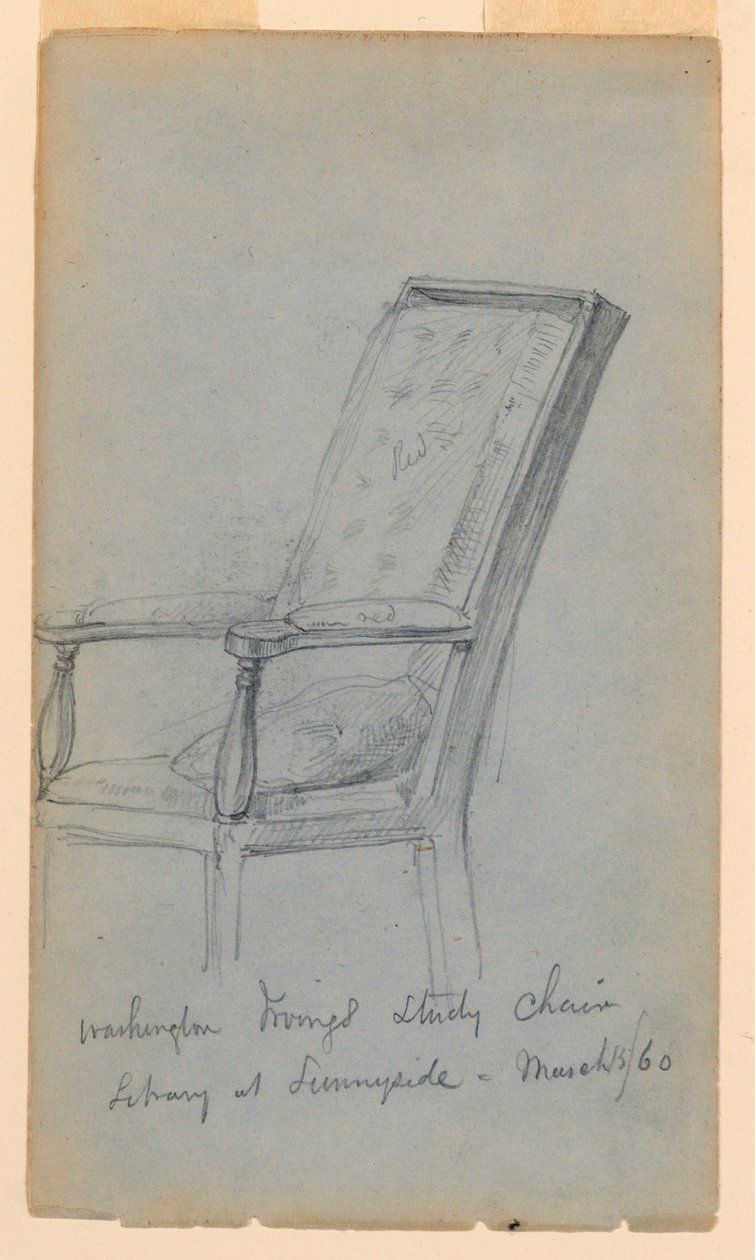 Teckning, Washington Irvings arbetsrum, 15 mars 1860 av Daniel Huntington