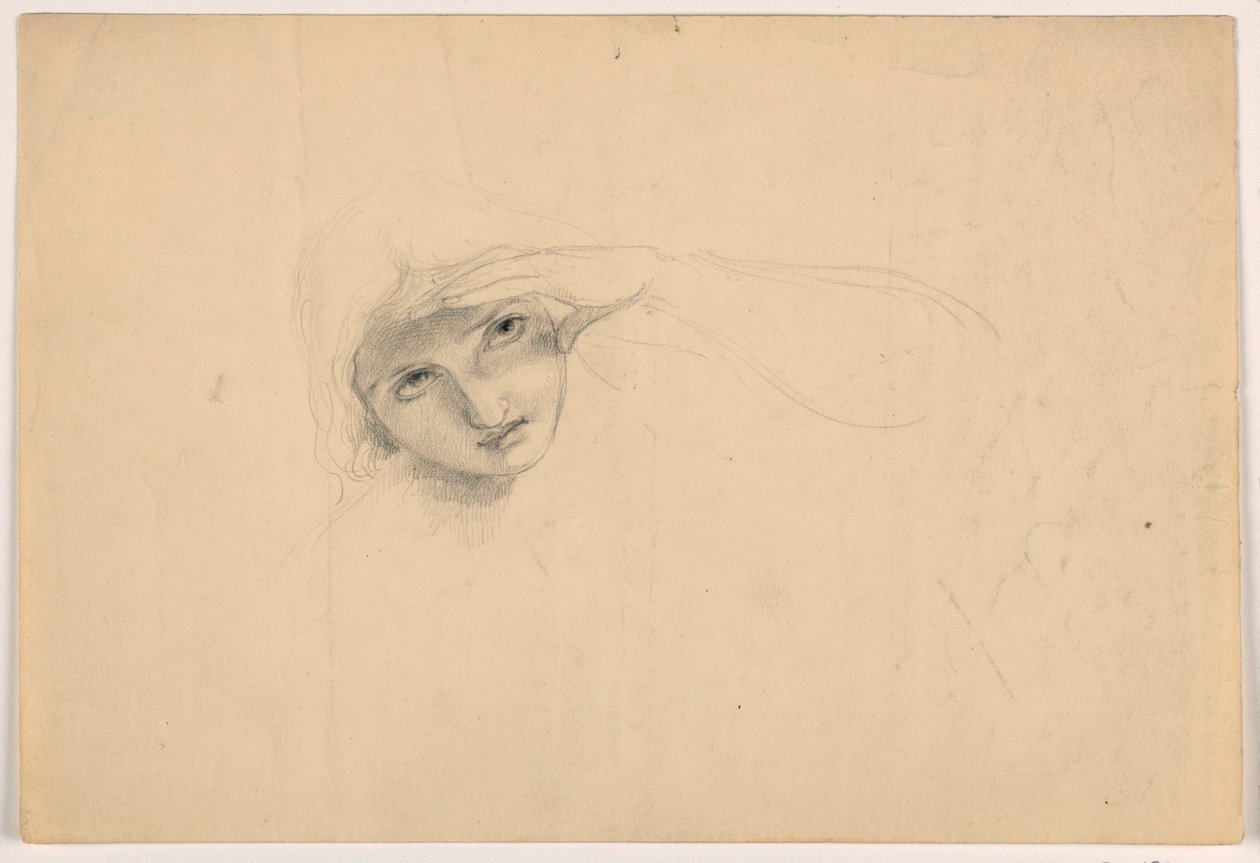 Teckning, kvinna som skyddar sina ögon, ca 1844 av Daniel Huntington