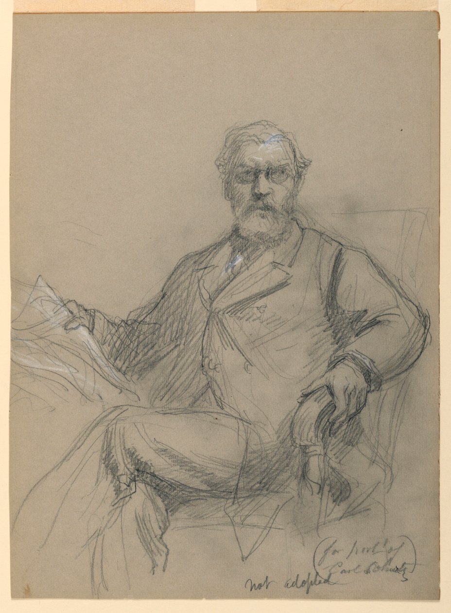 Engelska: Drawing, Carl Schurz Sittande Readin, 1899 av Daniel Huntington