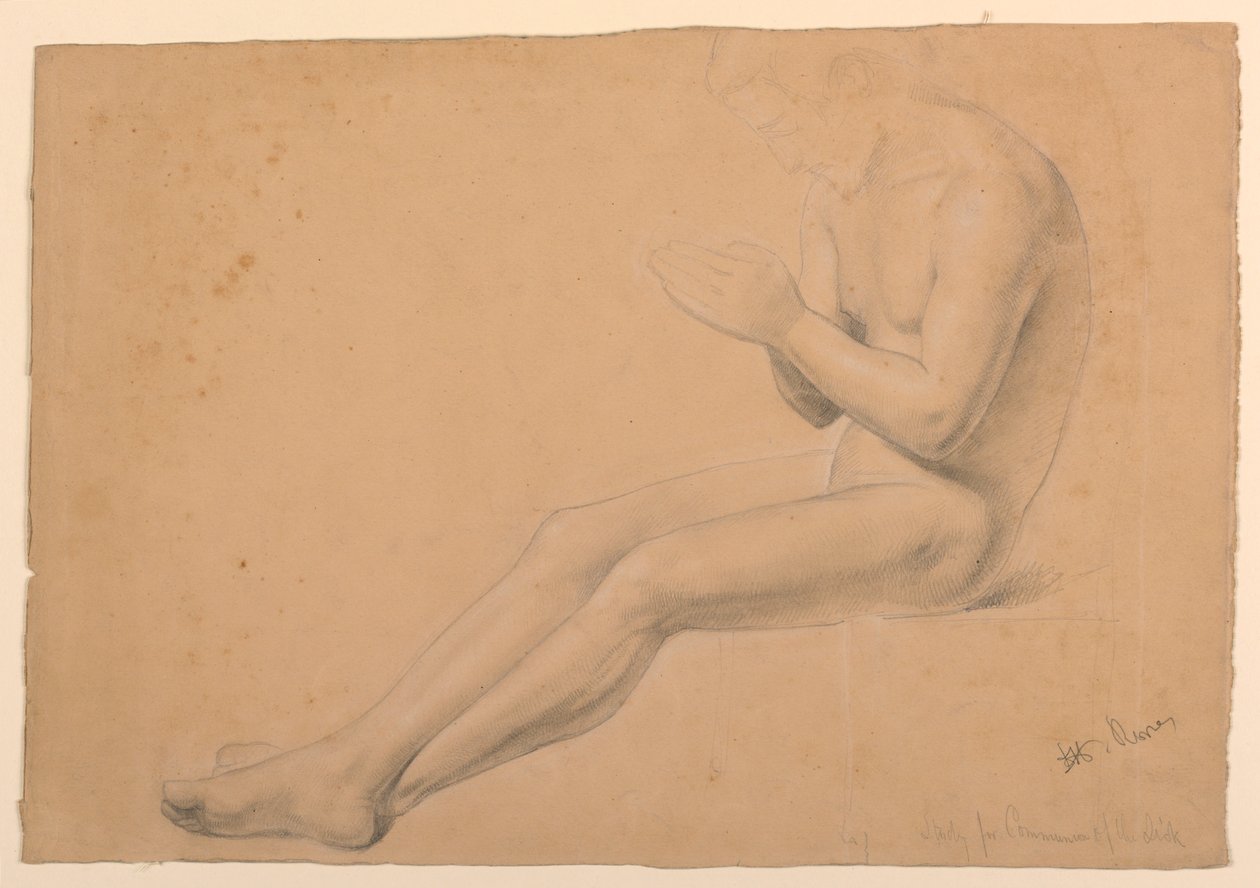 Figurstudie för "Communion of the Sick" av Daniel Huntington