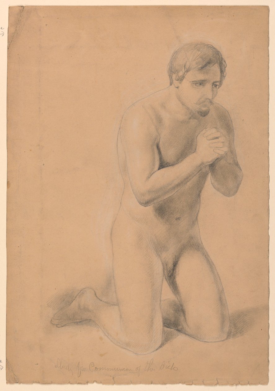 Naken mansfigur, studie för "Communion of the Sick" av Daniel Huntington