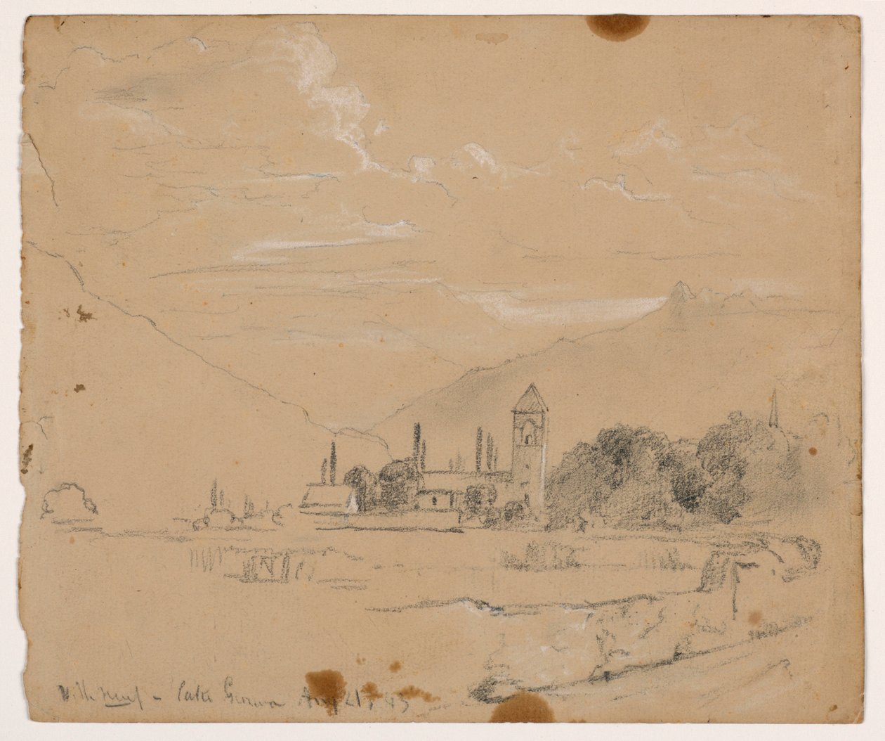 Skiss över Villeneuve, Genèvesjön av Daniel Huntington
