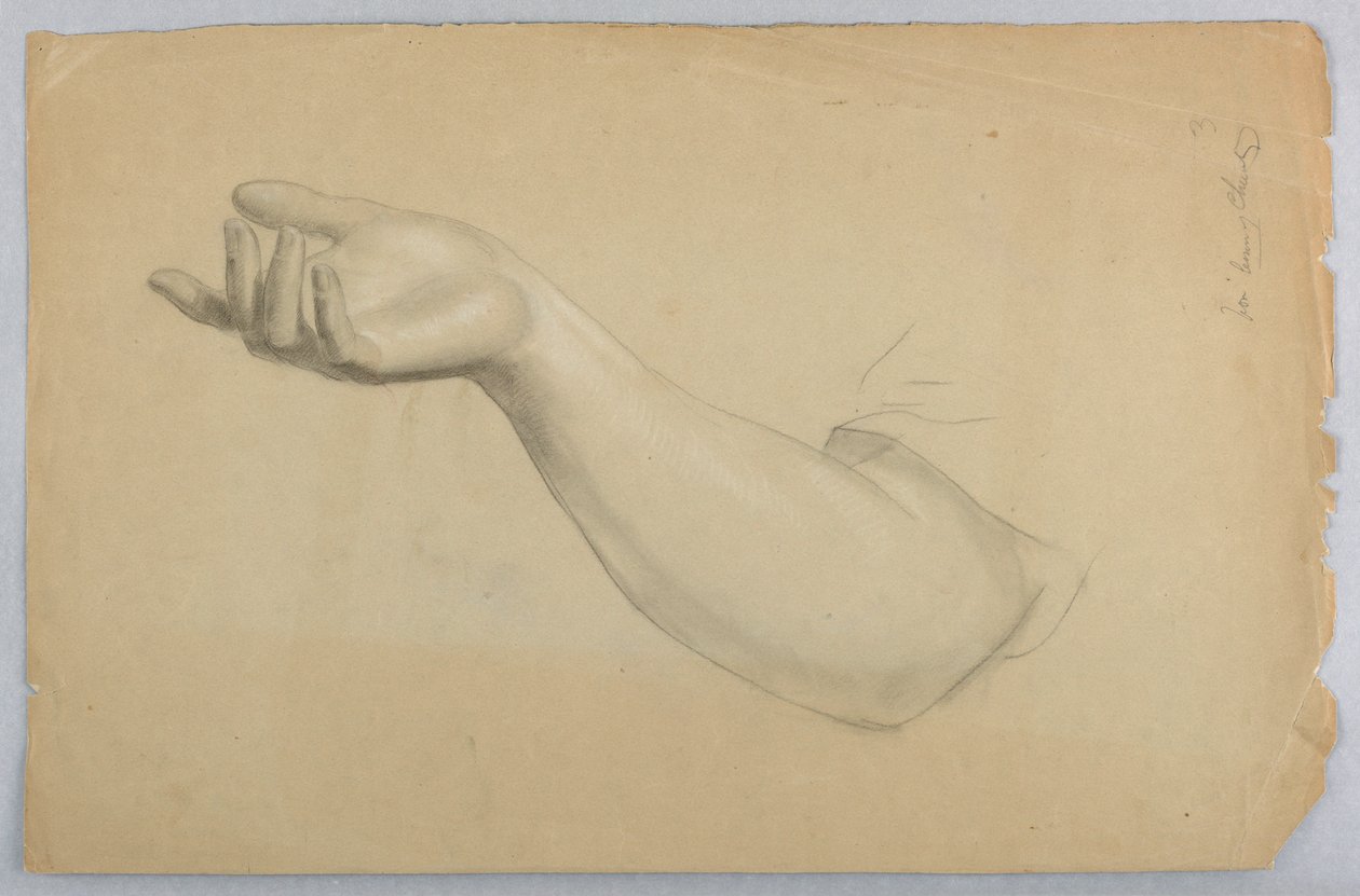 Studie av höger hand för "Lesson of Charity" av Daniel Huntington