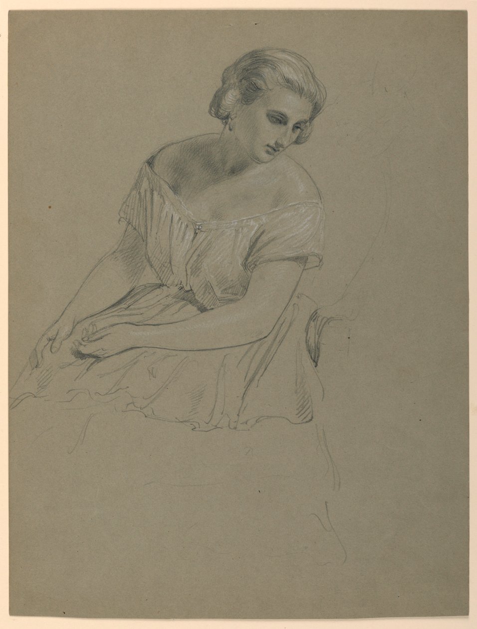 Studie av sittande kvinna för "The Republican Court" (Lady Washingtons mottagningsdag) av Daniel Huntington