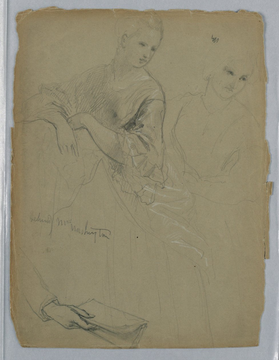 Studie av stående kvinna för "The Republican Court" (Lady Washingtons mottagningsdag) av Daniel Huntington