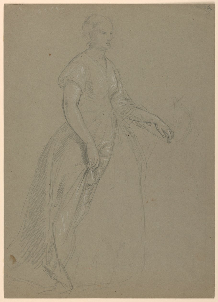 Studie av stående kvinna för "The Republican Court" (Lady Washingtons mottagningsdag) av Daniel Huntington