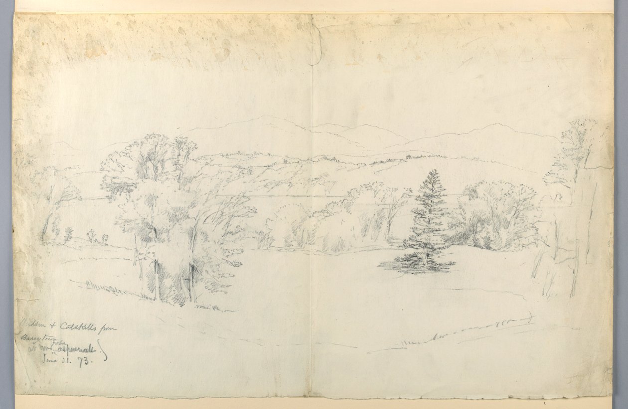 Hudson River och Catskills från Barrytown av Daniel Huntington