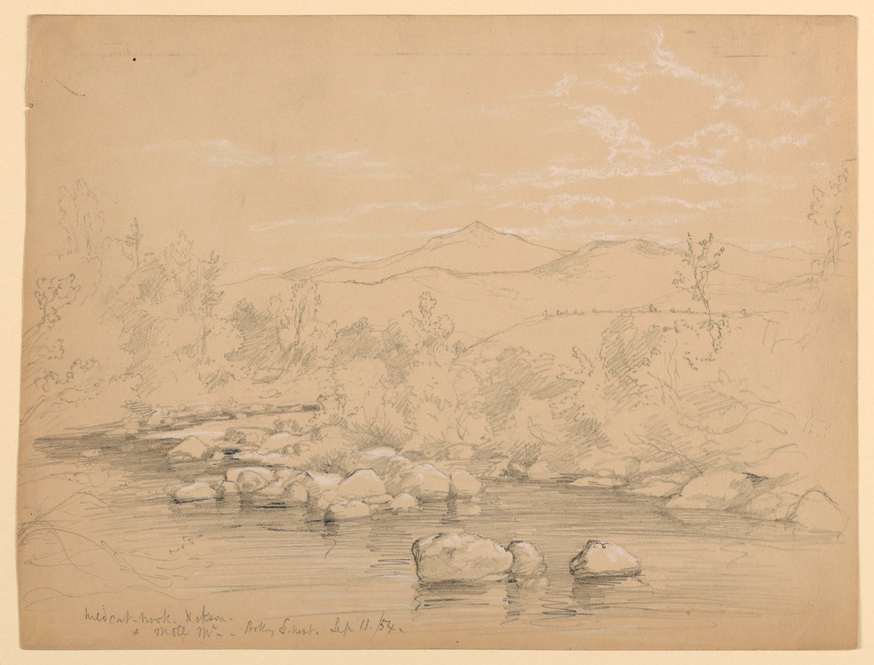 Utsikt över Moat Mountain från Wildcat Brook, Jackson, New Hampshire, tittar sydväst av Daniel Huntington