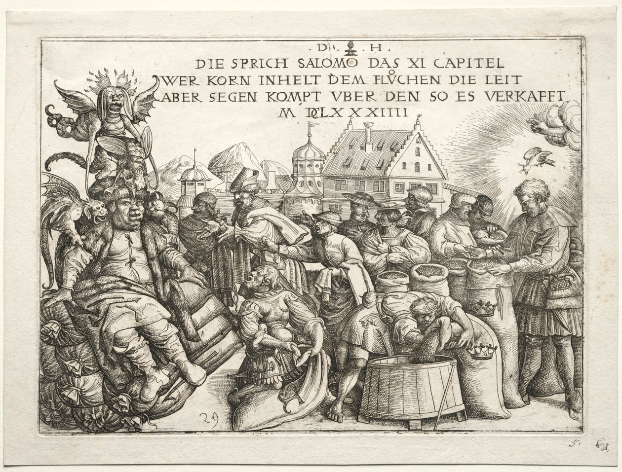 Illustration till ordspråk XI (Sädhamstarna) av Daniel I Hopfer