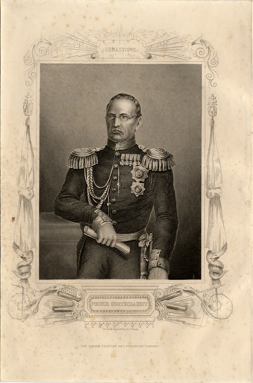 Porträtt av prins Mikhail Dmitrievich Gorchakov 1795-1861, 1856 av Daniel John Pound