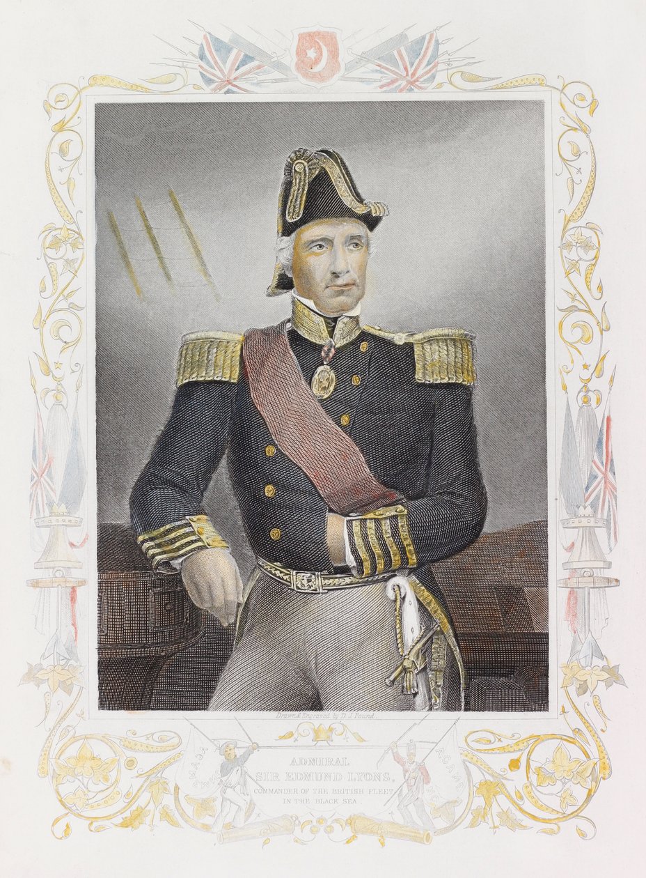 Amiral Sir Edmund Lyons (färgad gravyr) av Daniel John. Pound