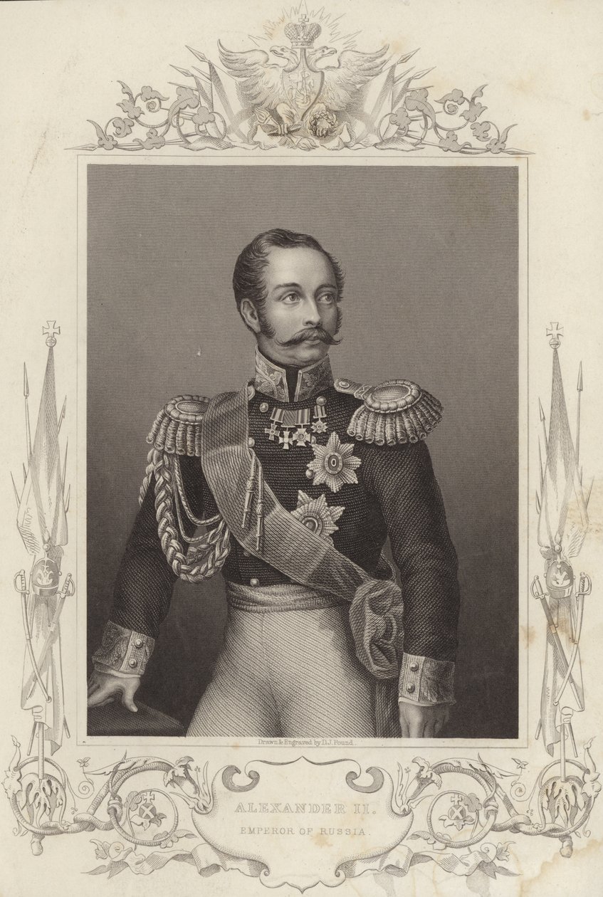 Alexander II, kejsare av Ryssland (18181881) (gravyr) av Daniel John. Pound