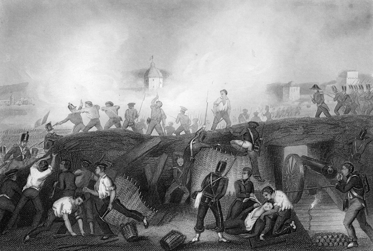 Erövring av Ciudad Rodrigo, Spanien, halvönskriget, 1812 c1857. av Daniel John Pound