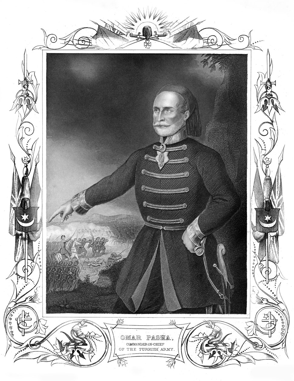 Omar Pasha, överbefälhavare från 1800-talet för den turkiska armén. av Daniel John Pound