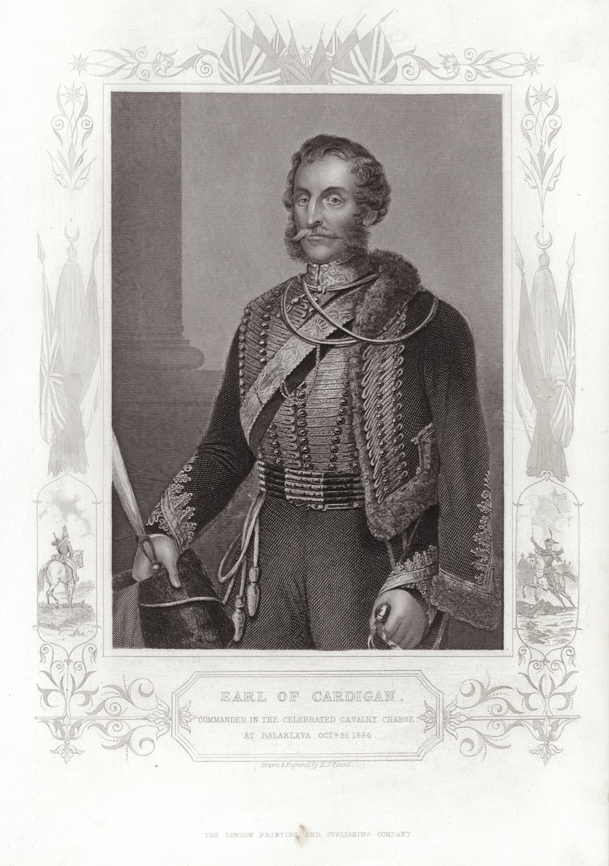 Porträtt av James Brudenell, Earl av Cardigan (gravyr) av Daniel John. Pound