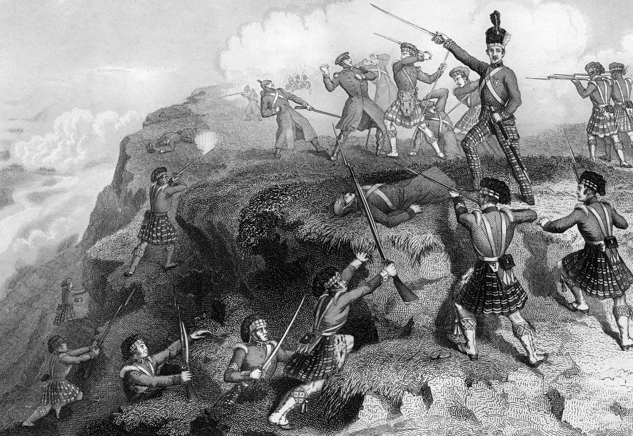 Highlanders attackerar den ryska redutten, Slaget vid Alma, 1854, 1857 av Daniel John Pound