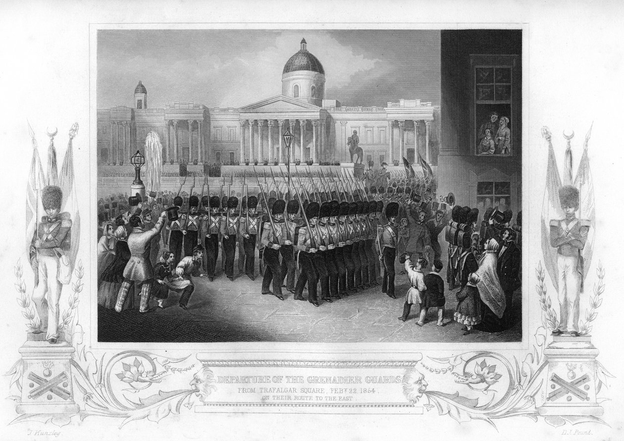 Grenadjärvakternas avgång, Trafalgar Square, London, 1854-1857. av Daniel John Pound