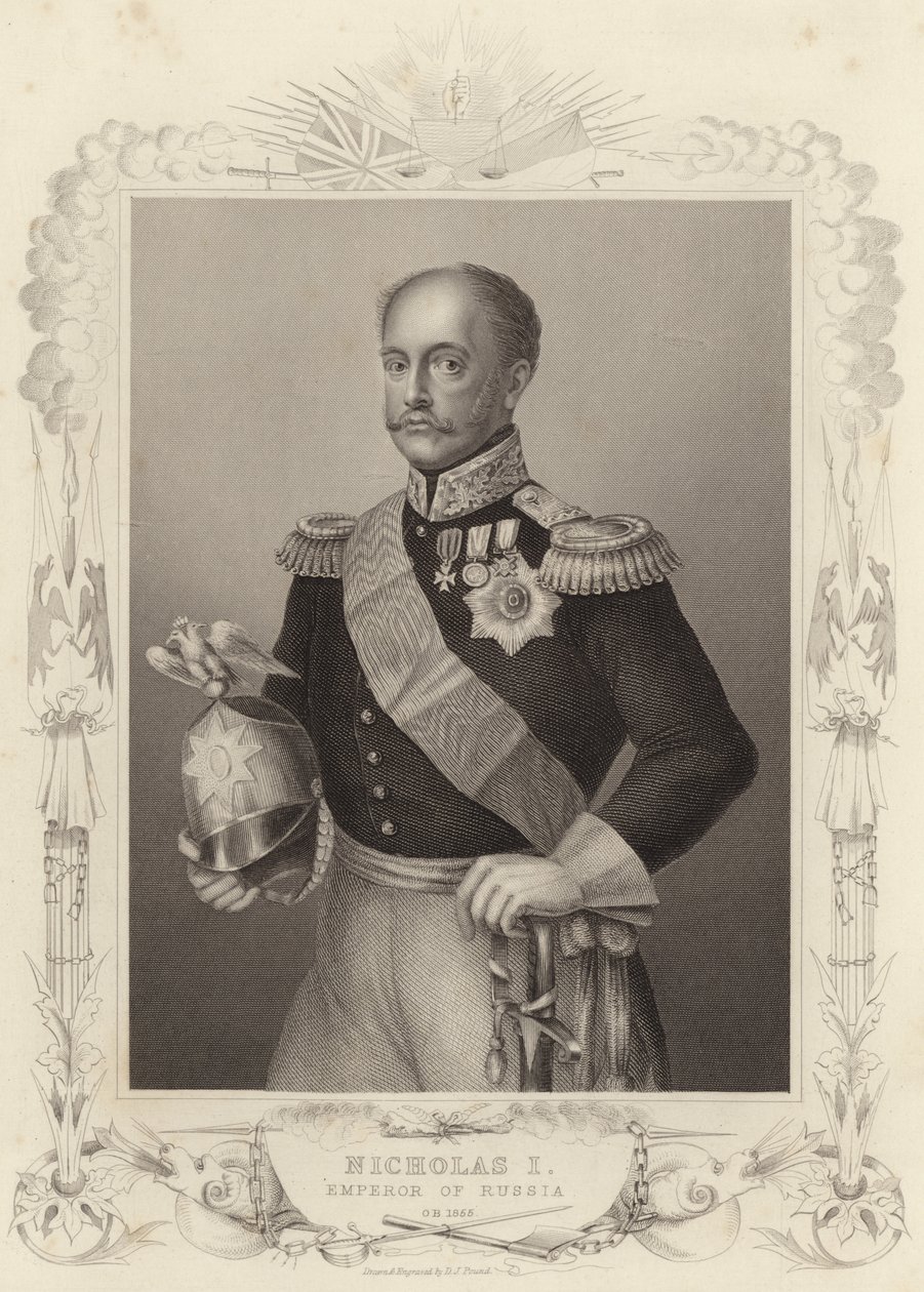 Tsar Nikolaj I, kejsare av Ryssland (gravyr) av Daniel John. Pound