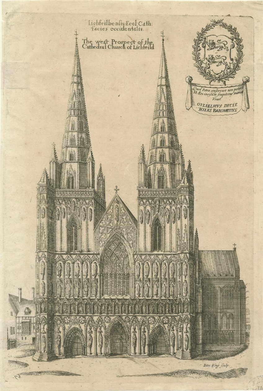 Lichfield Cathedral - West Front: gravyr och [?slutet av 1600-talet] av Daniel King