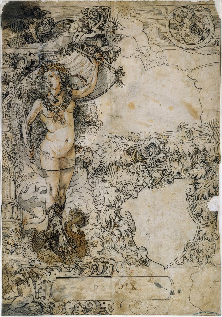 Fortuna med segel som sköldbärare av Daniel Lindtmayer