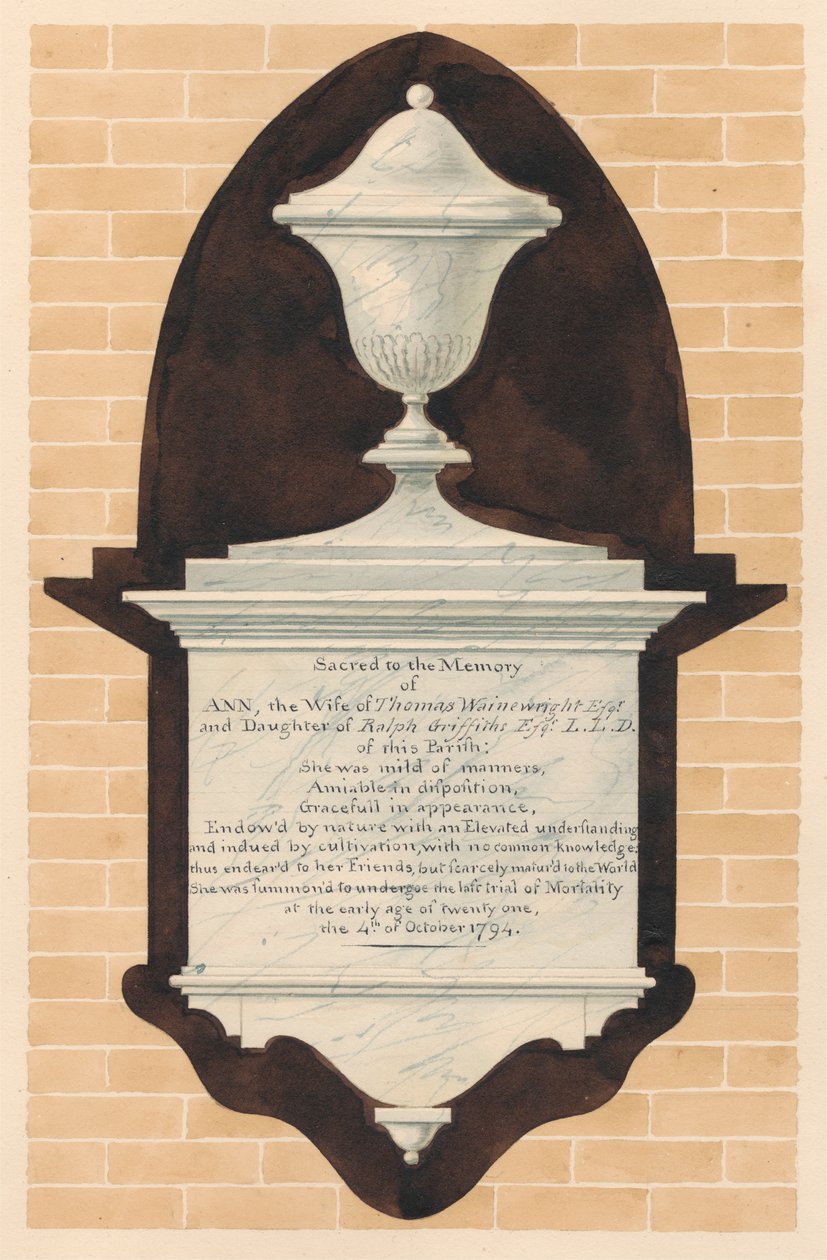 Minnesmärke till Ann Wainewright, från Chiswick Church av Daniel Lysons