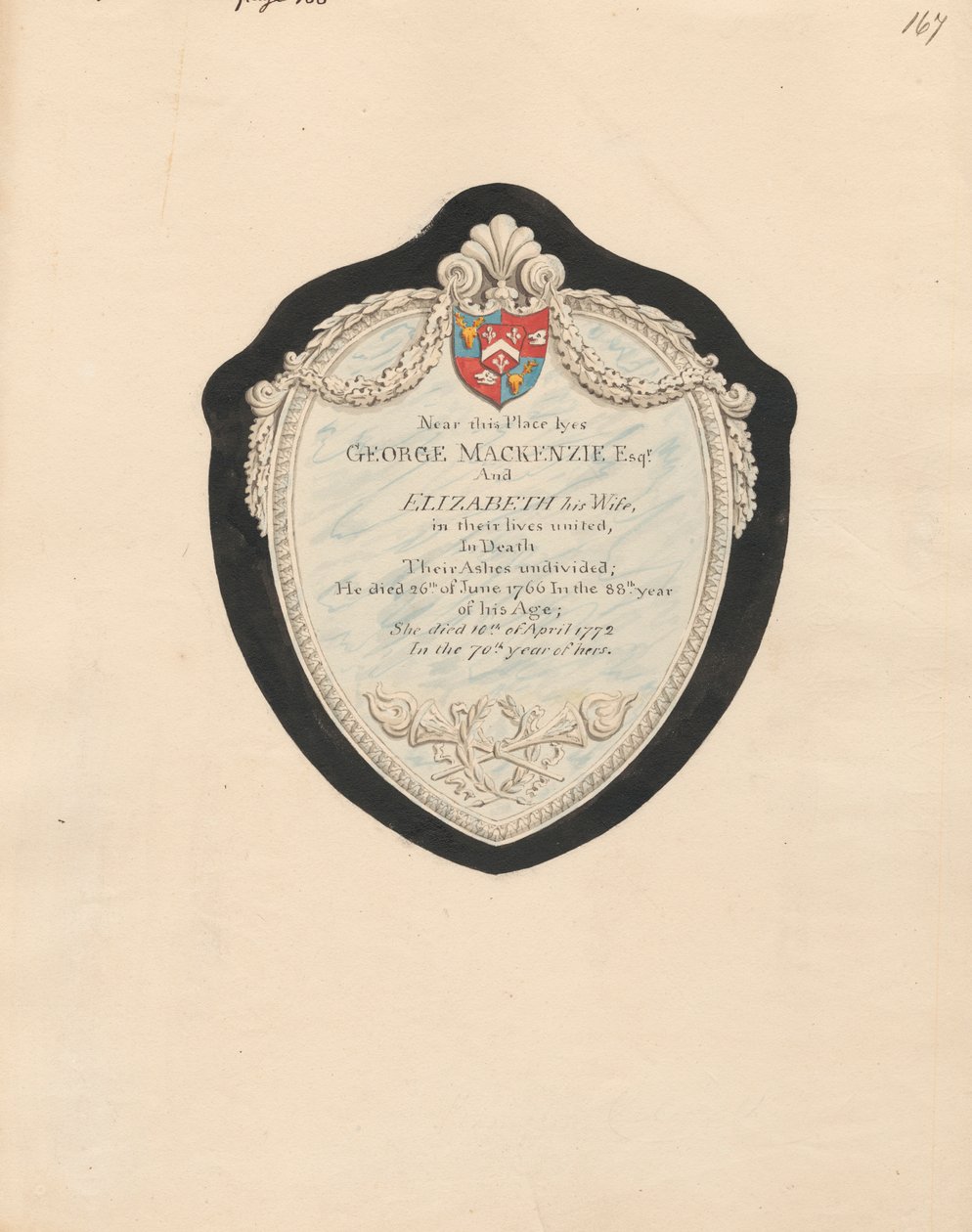 Minnesmärke till George och Elizabeth MacKenzie från Kensnton Church av Daniel Lysons