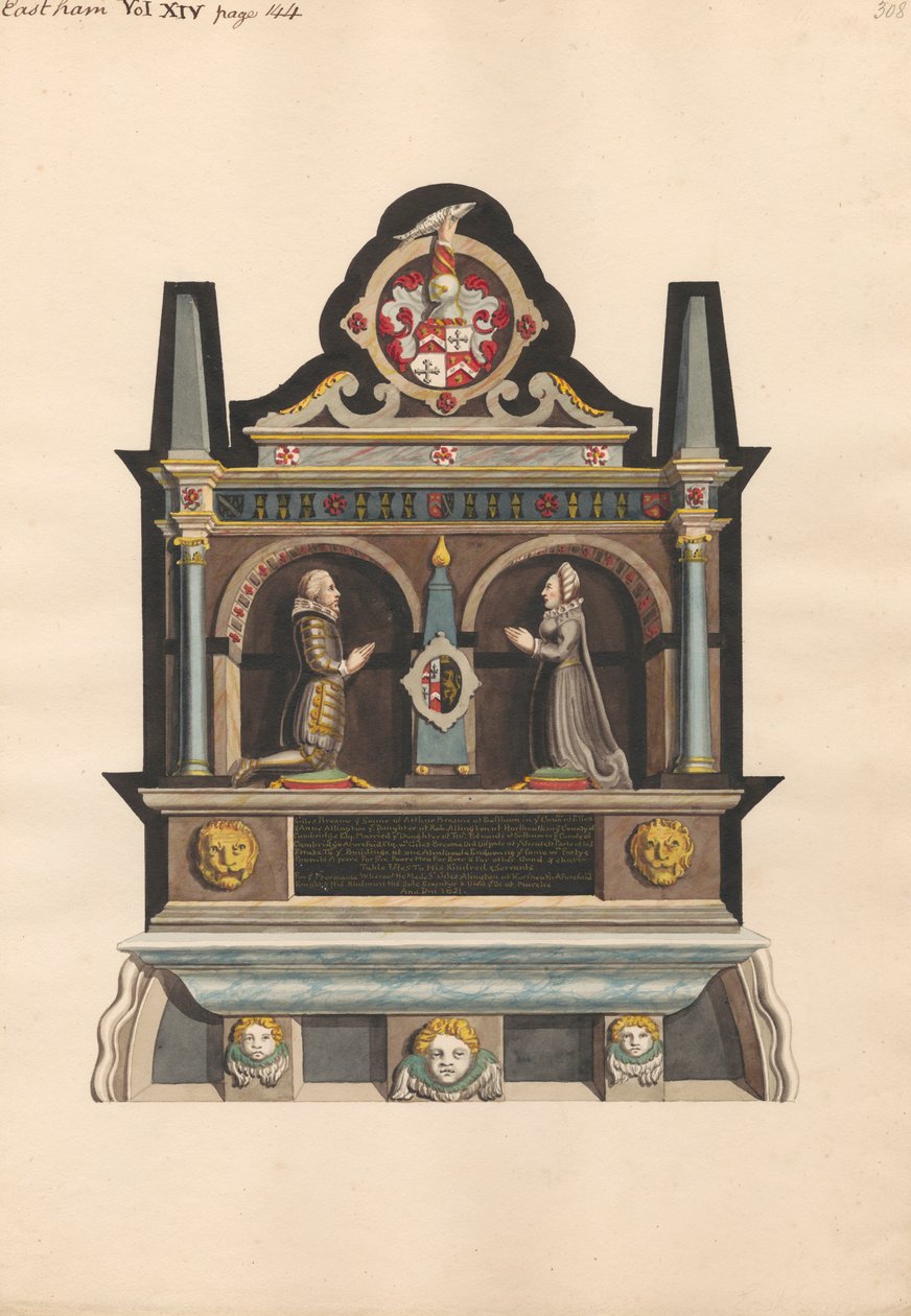 Minnesmärke över Giles Breame från East Ham Church av Daniel Lysons