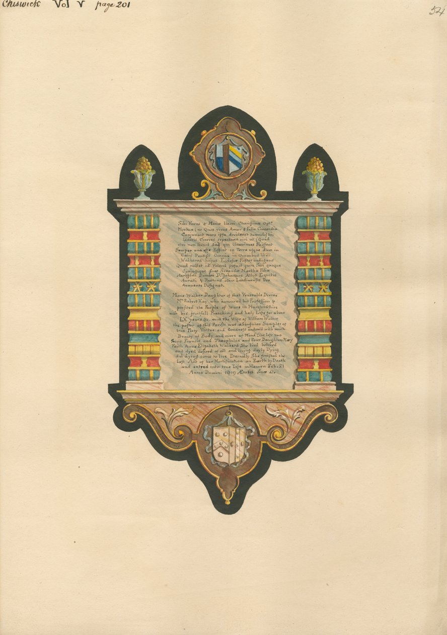 Minnesmärke till Marie Walker från Chadwick Church av Daniel Lysons