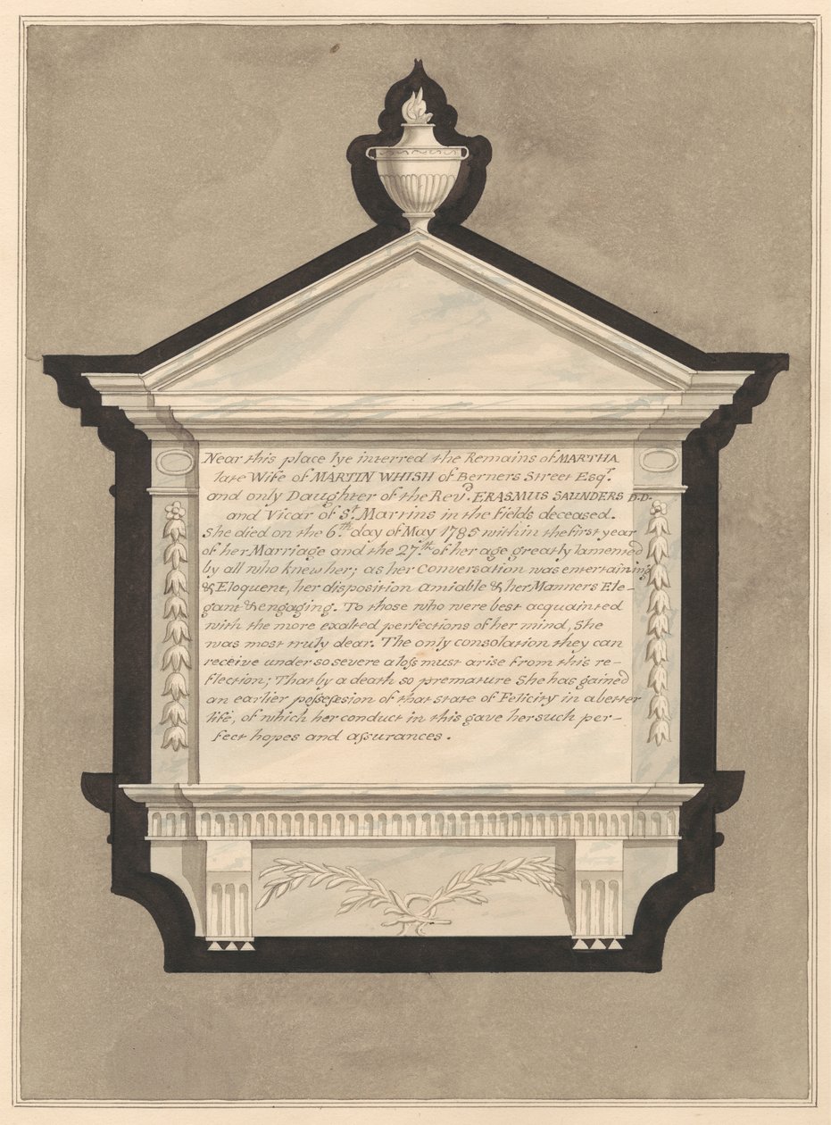 Minnesmärke till Mrs. Martha Whish, från Stanwell Church av Daniel Lysons