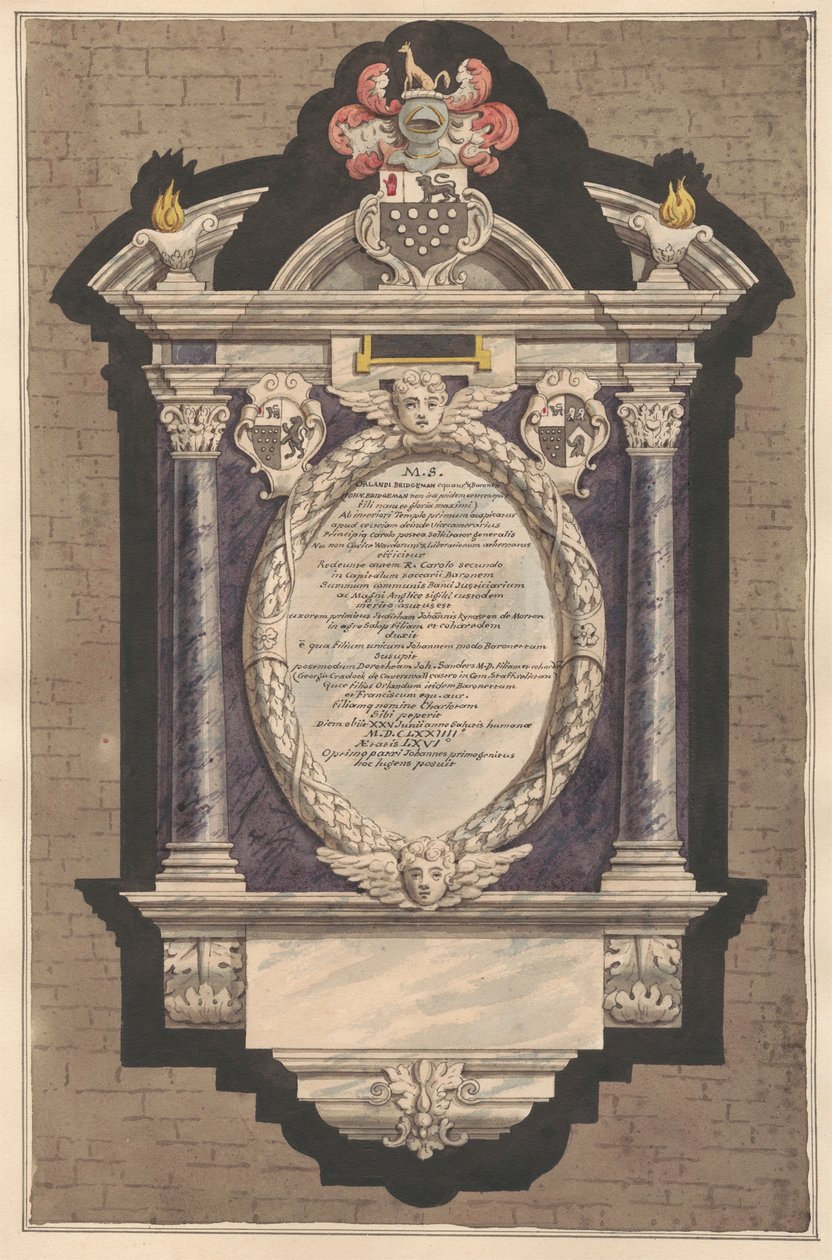 Minnesmärke till Orlando Bridgeman från Teddington Church av Daniel Lysons