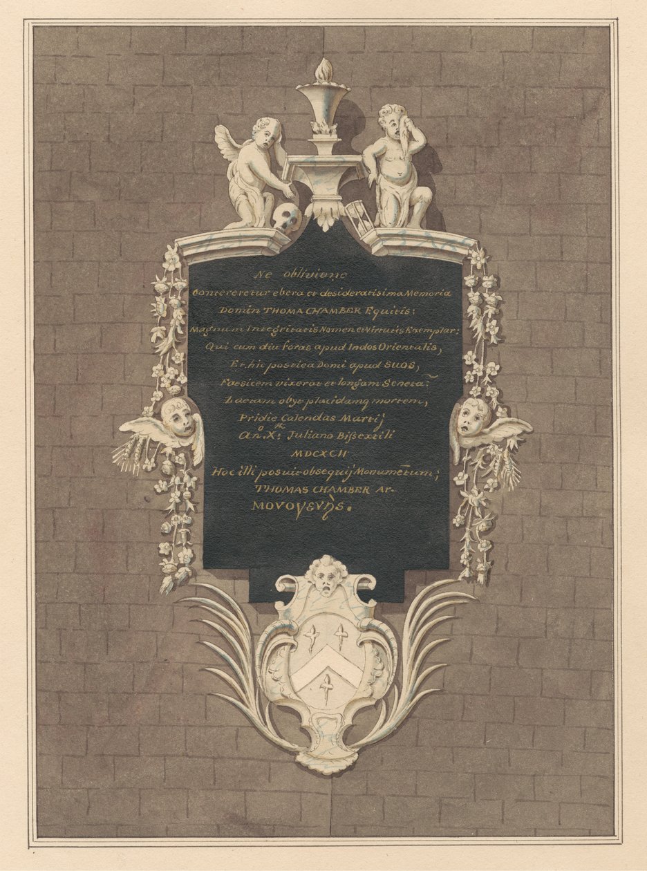 Minnesmärke till Thomas Chamber från Hanworth Church av Daniel Lysons