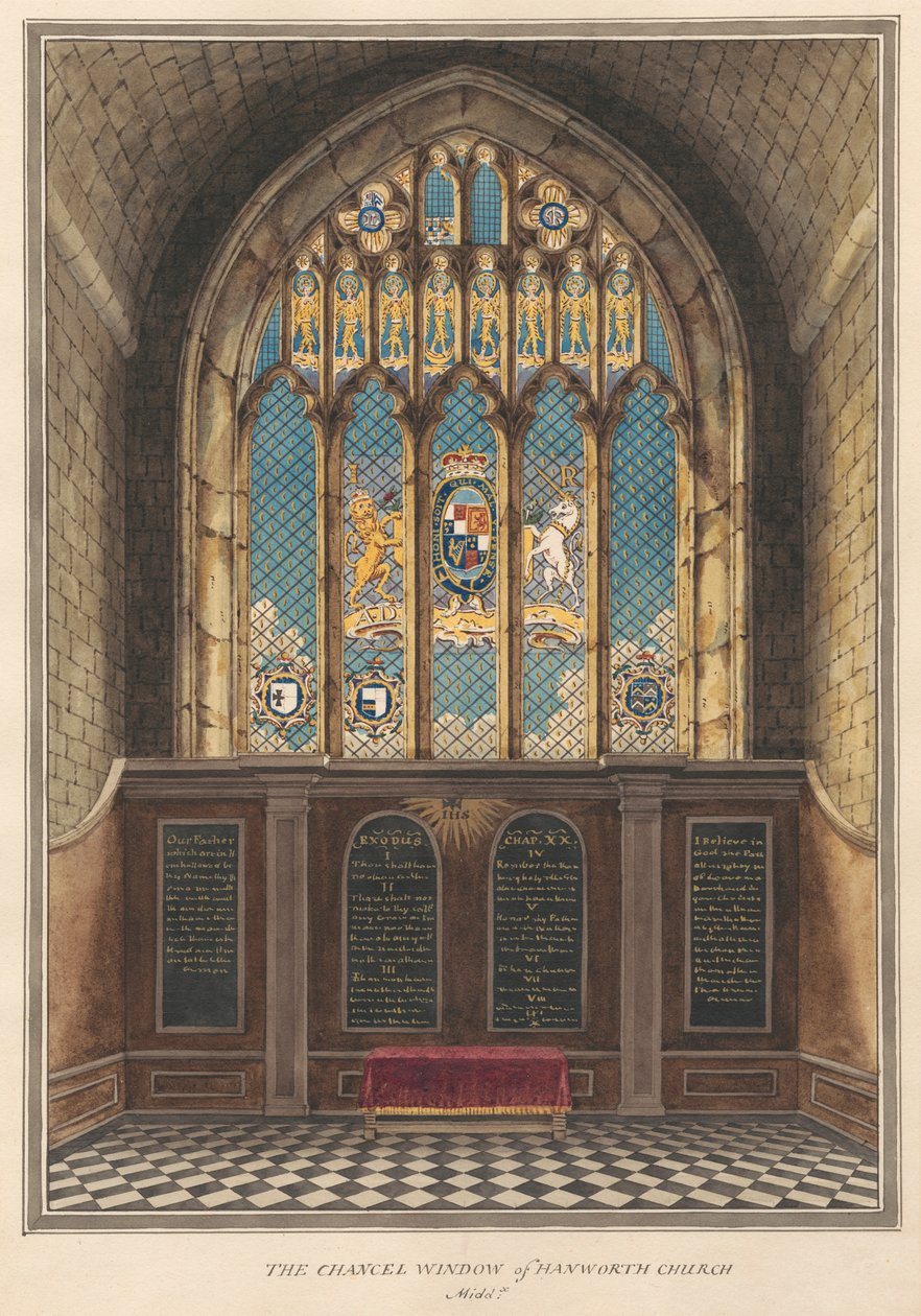 Chancell Window of Hanworth Church av Daniel Lysons