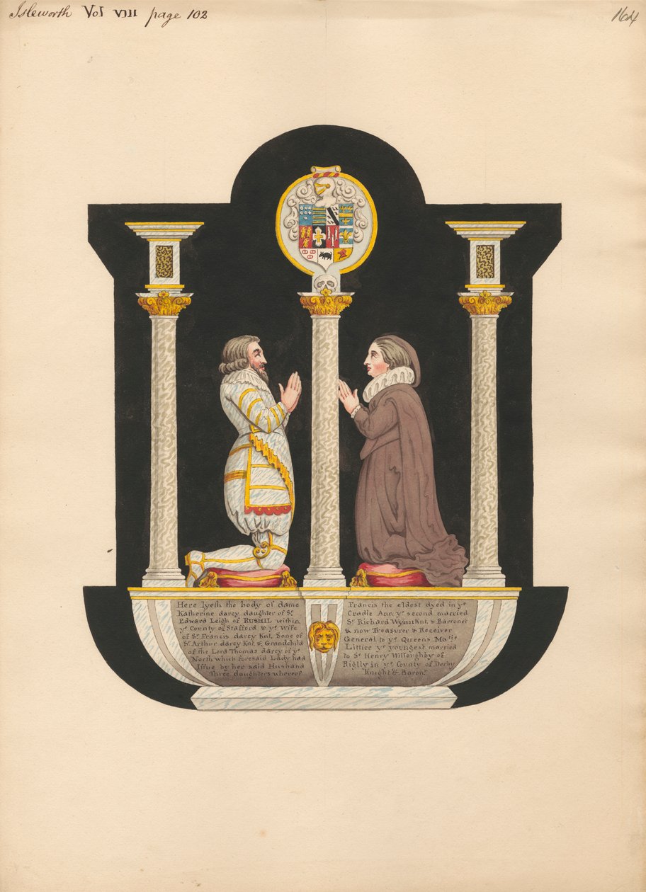 Dame Katherine Darcys grav från Isleworth Church av Daniel Lysons