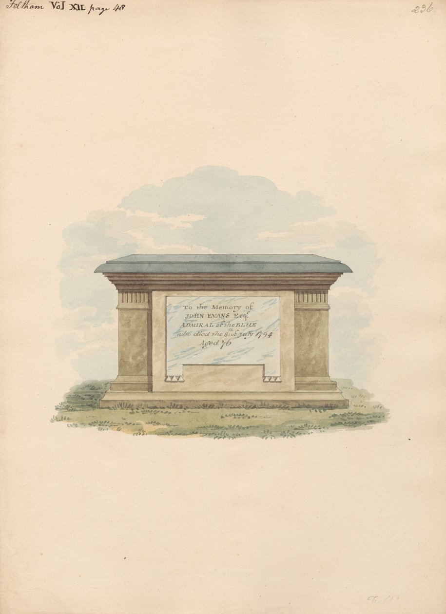 Tomb of John Evans från Feltham Church av Daniel Lysons