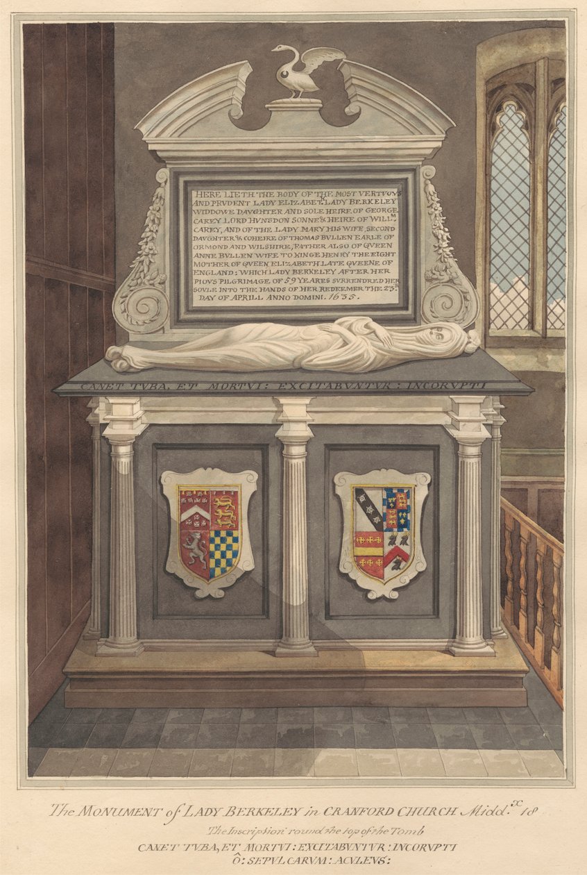 Lady Elizabeth Berkeleys grav från Cranford Church av Daniel Lysons