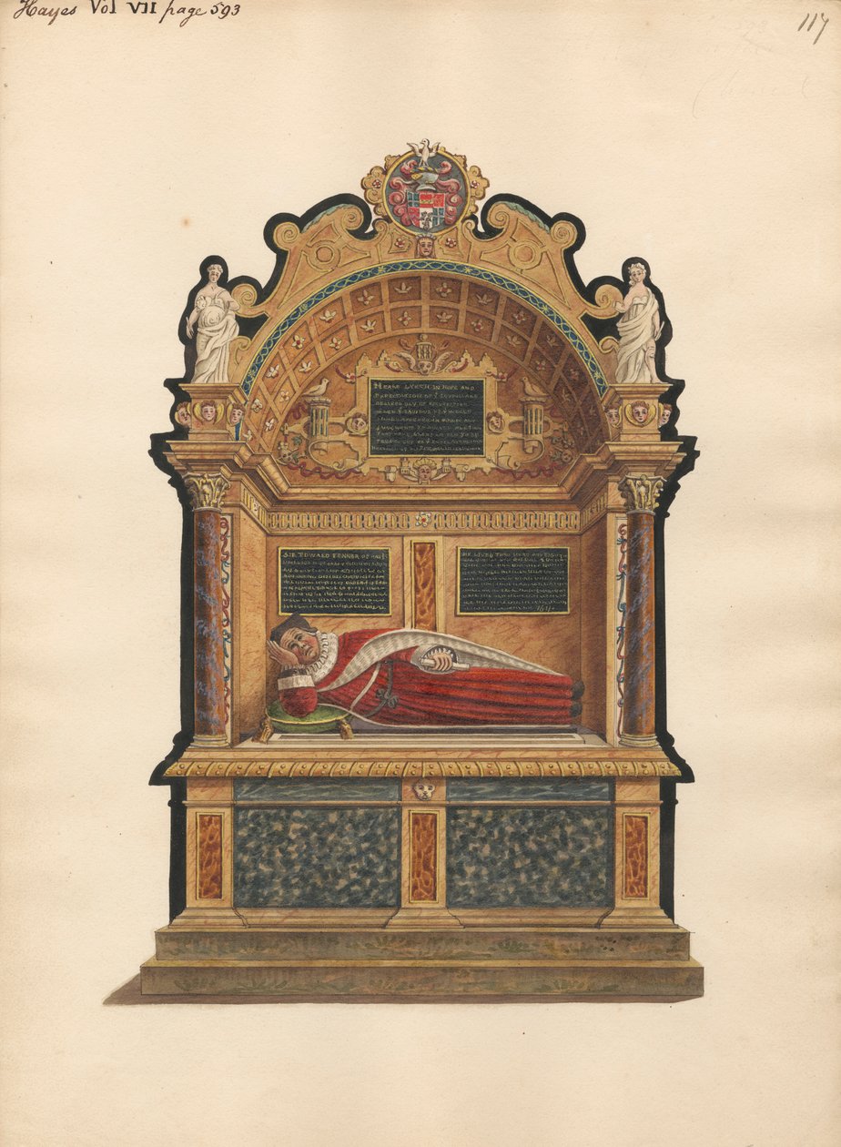 Grav av Sir Edward Fennen av Hayes från Hayes Church av Daniel Lysons