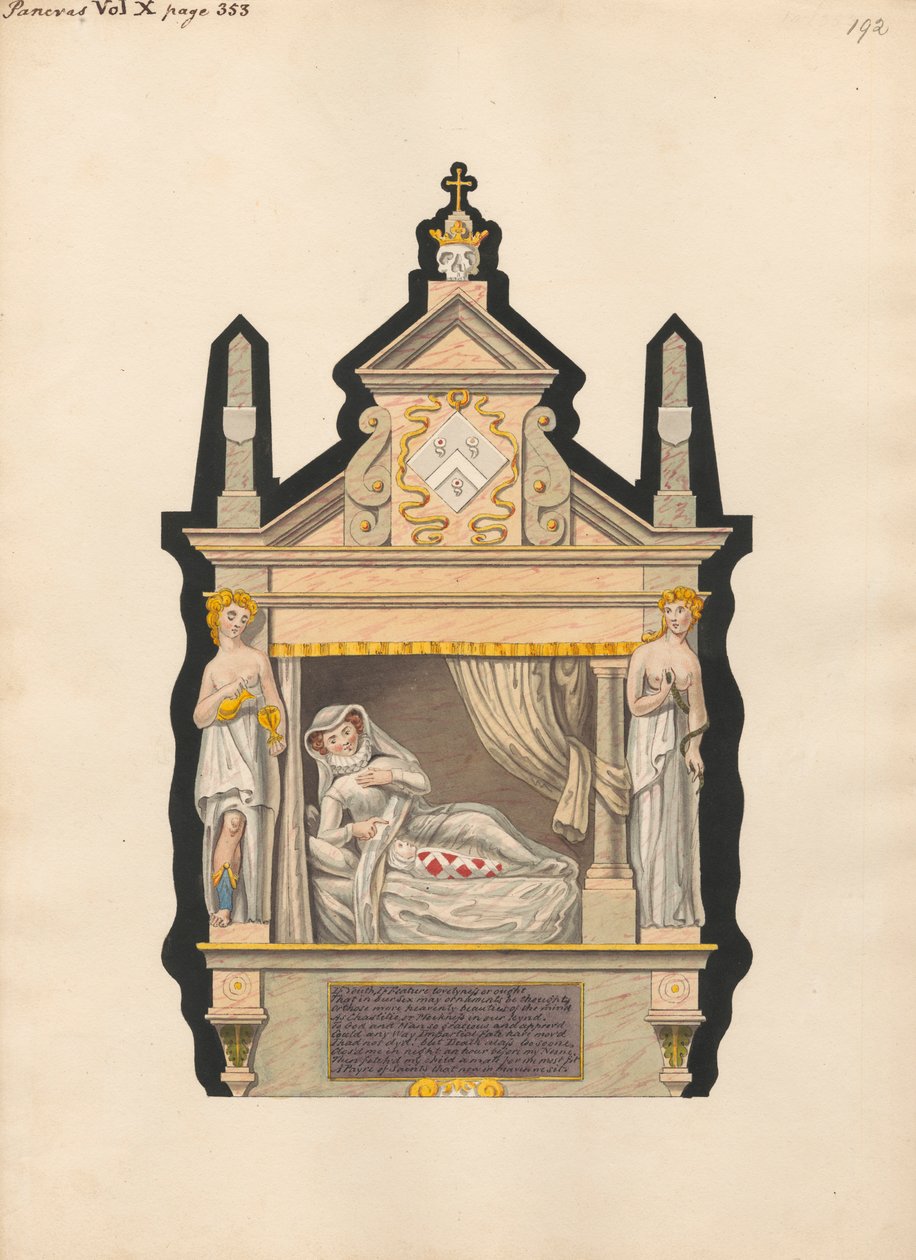 Grav av oidentifierad mor och spädbarn från Pancras Church av Daniel Lysons