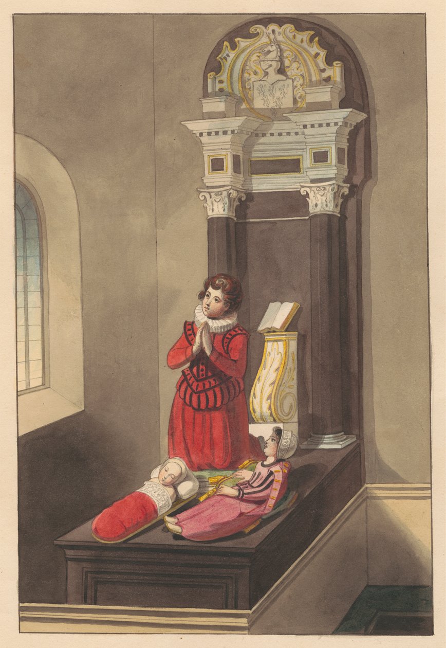 Tomb of the Three Children of Sir Thomas Savage från Isleworth Church av Daniel Lysons