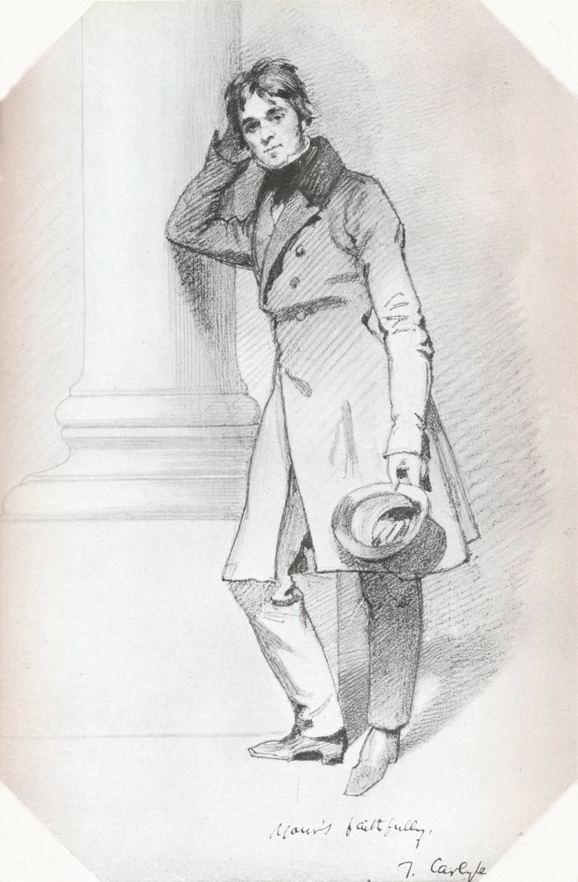 Porträtt av Thomas Carlyle, historiker och filosof, c1830 av Daniel Maclise