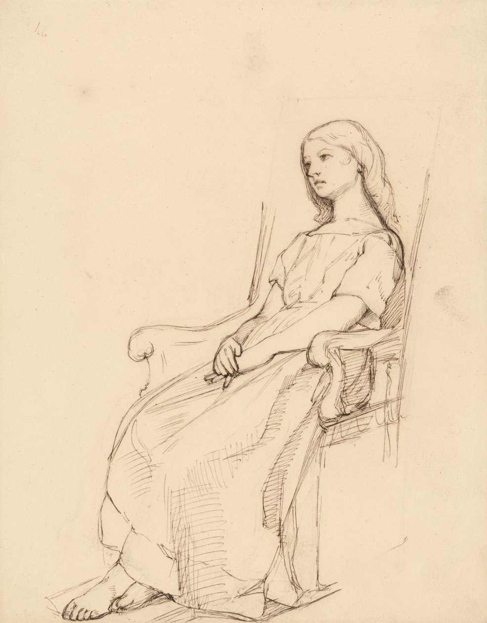 Studie av en sittande ung flicka av Daniel Maclise