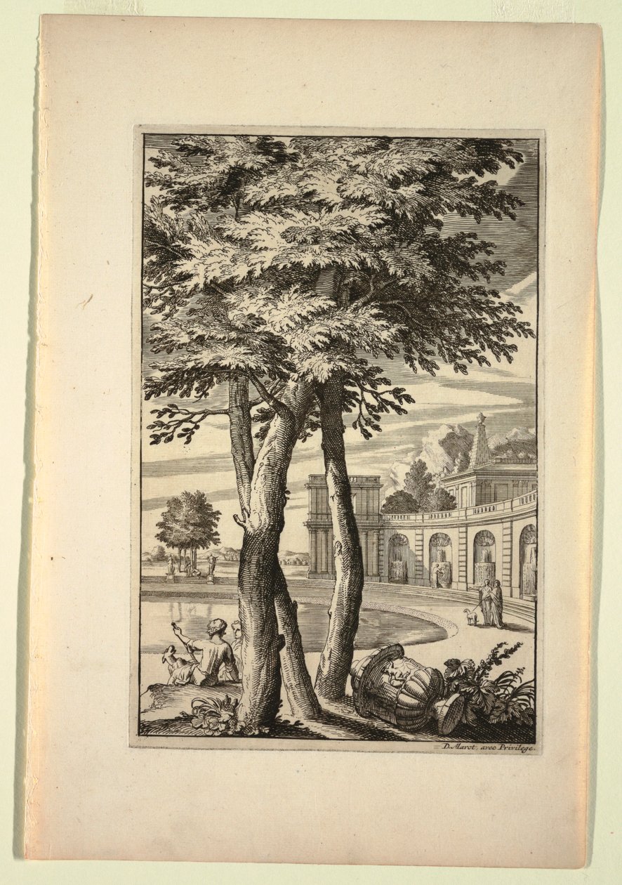 Tallrik i New Book of Landscapes av Daniel Marot