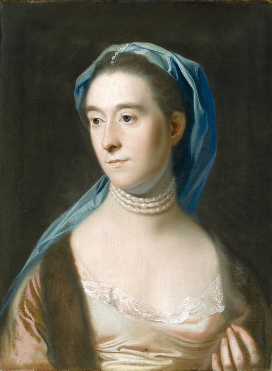 Porträtt av Mrs Joseph Henshaw (Sarah Henshaw, 1736?1822), ca. 1770 (pastell på papper, monterad på linne) av Daniel Mytens