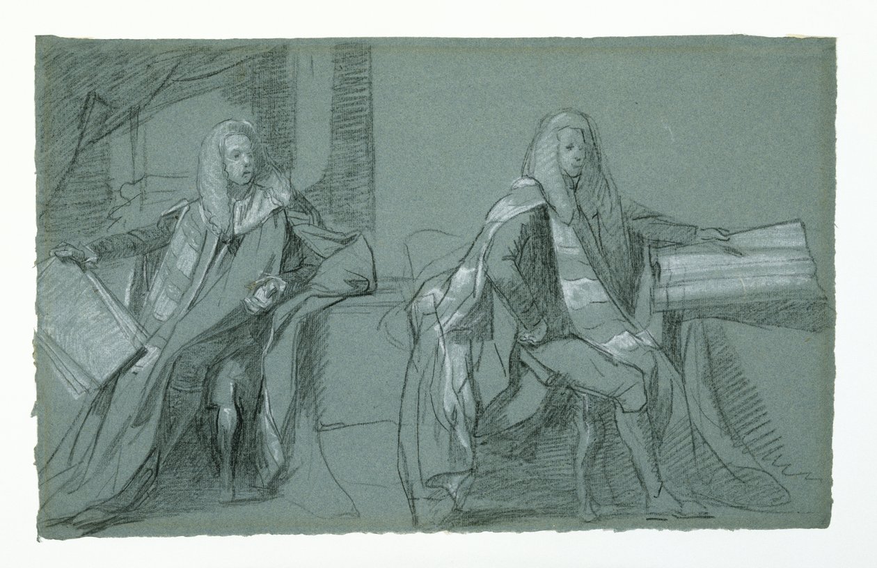 Studie för William Murray, First Earl of Mansfield, 1782-1783 (grafit och svartvit krita på blågrått papper) av Daniel Mytens