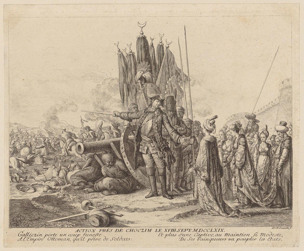 Strid nära Choczim den 18 september 1769 av Daniel Nikolaus Chodowiecki