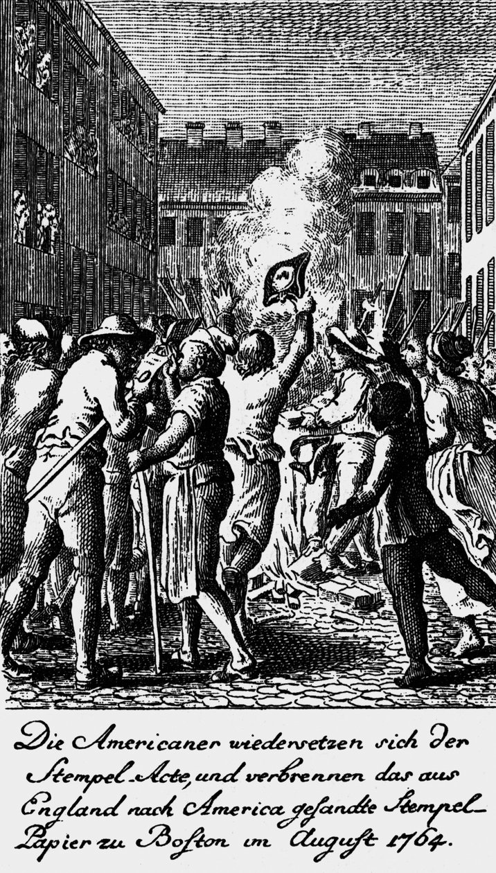 Amerikaner gör uppror mot "Stamp Act" - av Daniel Nikolaus Chodowiecki
